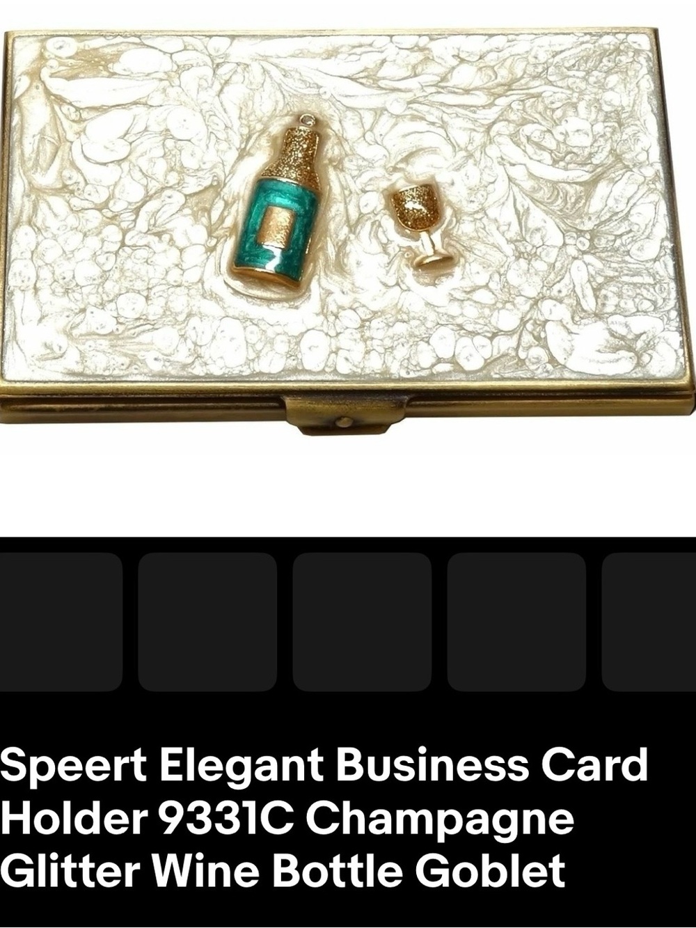 Champagne Bottle & Glass Glitter Business Card or credit card holder